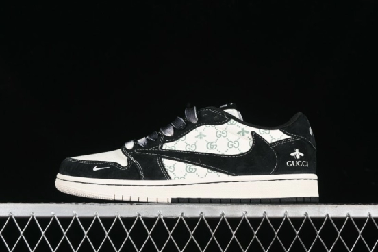 Nike Travis Scott x Fragment Design x Air Jordan 1 Low OG SP AJ1 Gucci Collaboration - Black Dragonfly Low-top Casual Sneakers - SJ2068-139