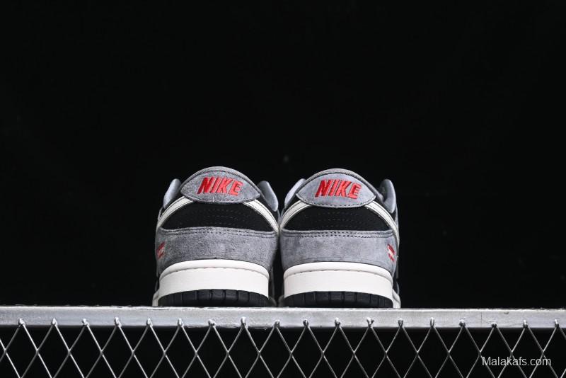 Nike SB Dunk Low Supreme Collaboration - Carbon Black Grey Pig Anniversary High-End Custom Low-Top Casual Skate Shoes - XX3186-206