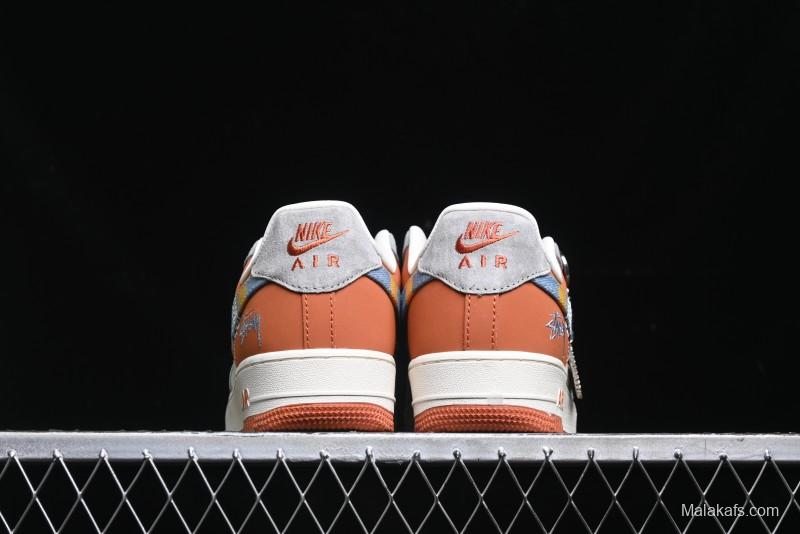 Nike Air Force 1 '07 Low Stussy Collaboration - Grey Brown Flyknit Low-Top Casual Sneakers - KK1988-025