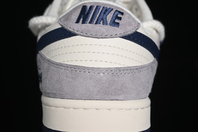 Nike SB Dunk Low Stussy Collaboration - Navy Blue Embroidery Swoosh Anniversary Custom Low-Top Casual Sneakers - SJ2068-296