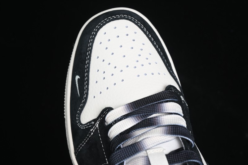 Nike Air Jordan 1 Low AJ1 Supreme Collaboration - Black White Two-Tone Retro Basketball Shoes - SJ9950-021