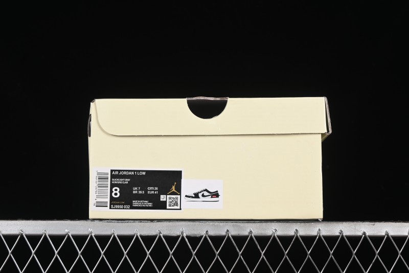 Nike Air Jordan 1 Low Supreme Collaboration - Black Grey Pigskin Two-Tone High-End Custom Retro Basketball Shoes - SJ9950-032