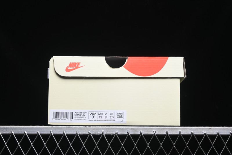 Nike Travis Scott x Fragment Design x Air Jordan 1 Low OG SP AJ1 Sneakers with Reverse Swoosh - SJ2068-134