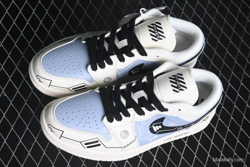 Nike Air Jordan 1 Low AJ1 OF Collaboration - Customized Retro Basketball Shoes with 3D Buttons - DM9188-001