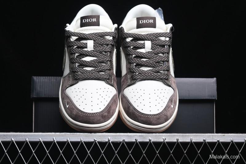 Nike SB Dunk Low Dior Collaboration - Chestnut Anniversary High-End Custom Low-Top Casual Sneakers - XS1086-007