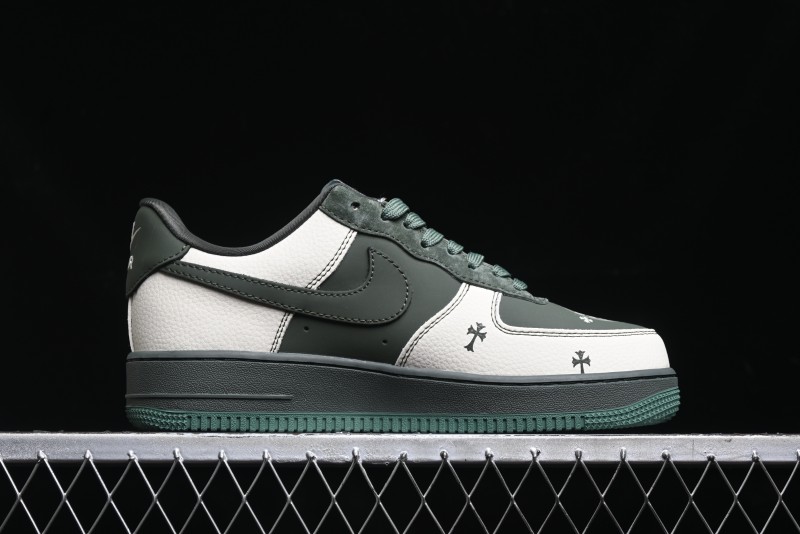 Nike Air Force 1 '07 Low Chrome Hearts Collaboration - Moss Green White Low-Top Casual Sneakers - KK1988-029