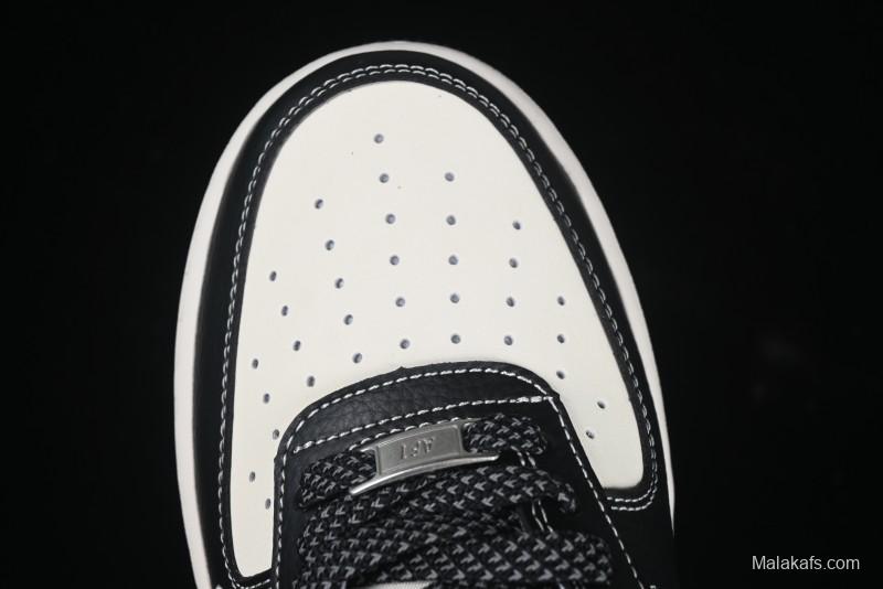 Nike Air Force 1 '07 Low Stussy Collaboration Black Leather Low-Top Casual Sneakers - HH7518-045