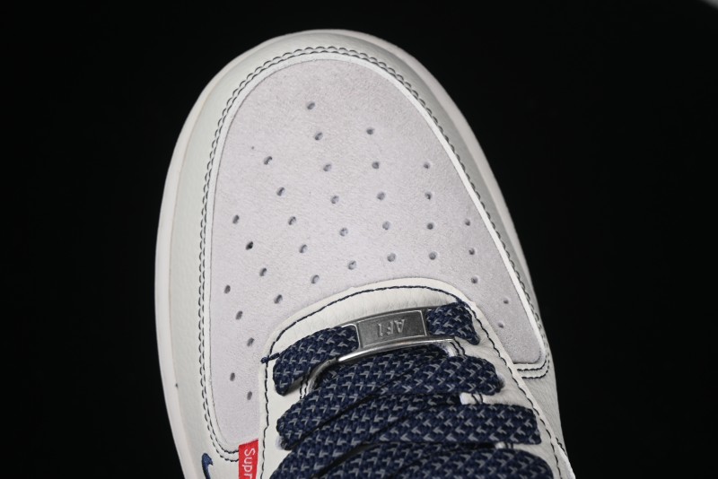 Nike Air Force 1 '07 Low Supreme Collaboration Sneakers with Red Tab and Blue Swoosh - BB7518-021