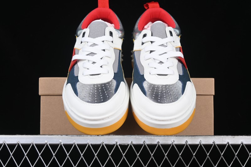 Christian Louboutin Funnyto Flat Comfortable Fashion Low-Top Sneakers in White Yellow Red - X.D4