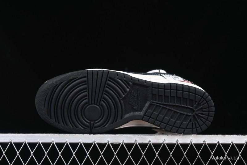 Nike SB Dunk Low Supreme x Stone Island Triple Collaboration Strap Patch Black Swoosh Anniversary Custom Low-Top Casual Skate Shoes - YX5066-202