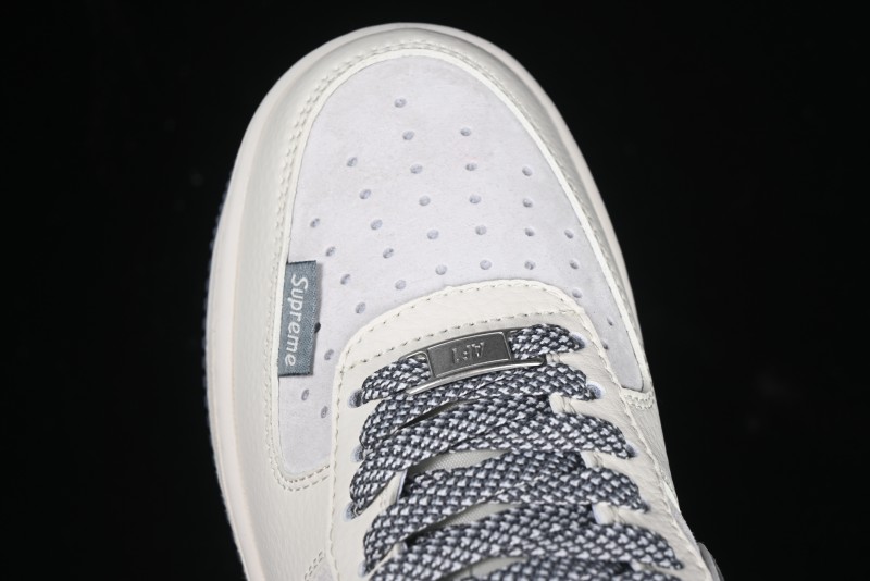Nike Air Force 1 '07 Low Stussy Collaboration Beige Grey Embroidered Swoosh Low-Top Casual Sneakers - DM6688-003