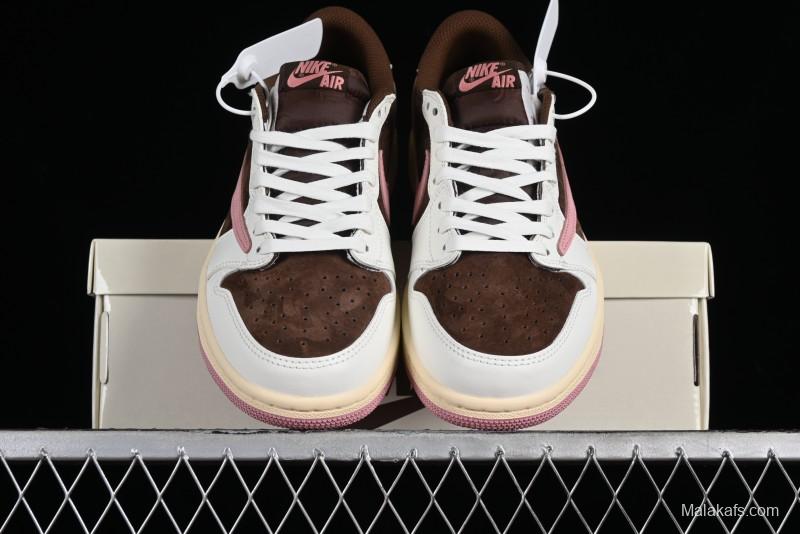 Nike Travis Scott x Air Jordan 1 Low OG AJ1 Reverse Swoosh Sneakers - DZ4137-206