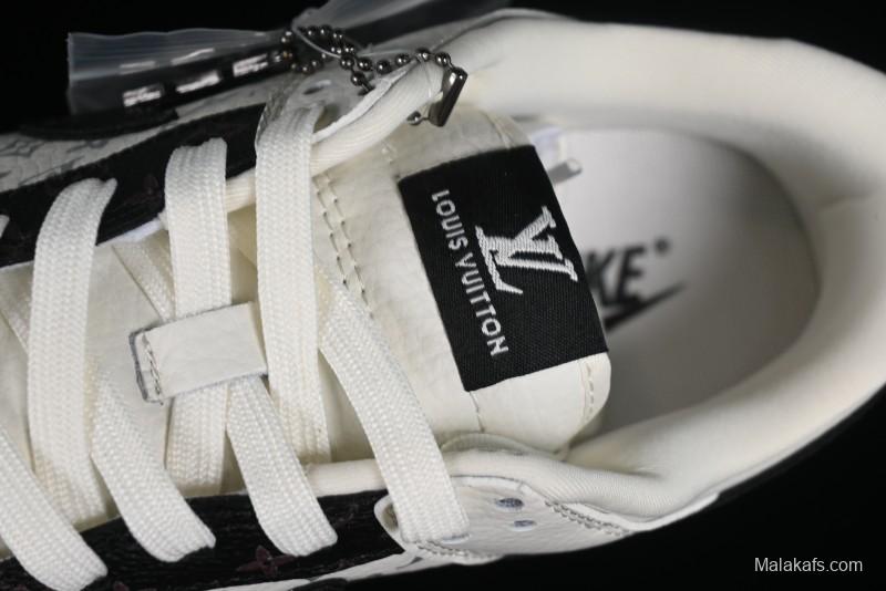 Nike Dunk Low LV Collaboration - Monogram Beige Black Hook SB Low Top Casual Skate Shoes - FC1688-189