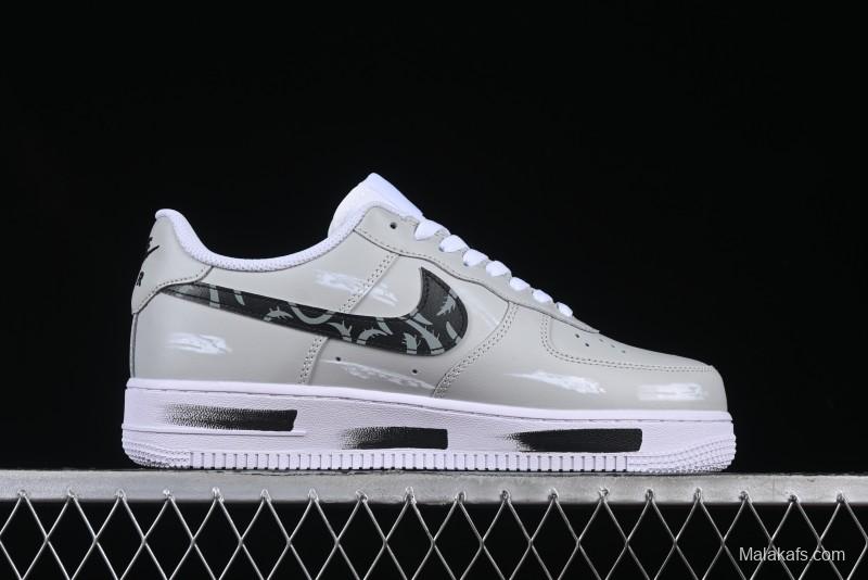 Nike Air Force 1 '07 Low Shadow Knight Grey White Black Casual Sneakers - CW2288-111