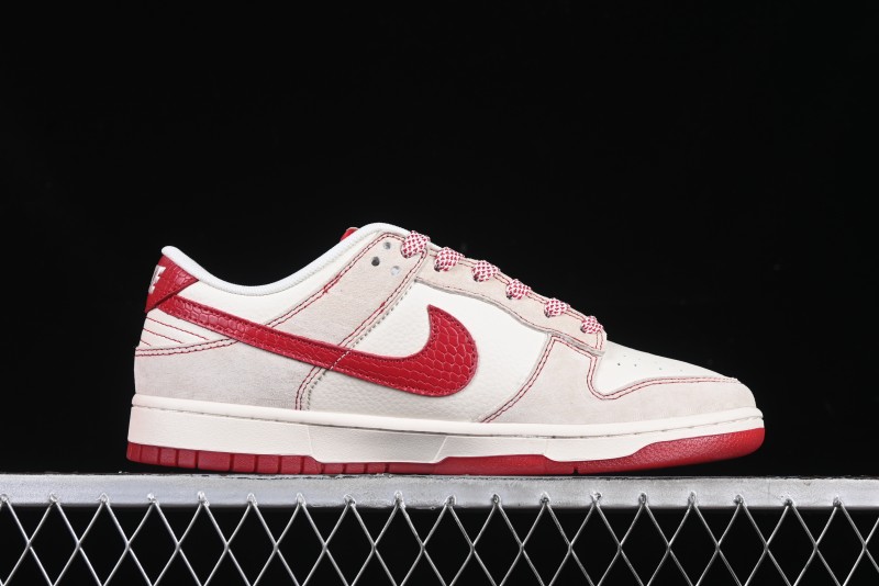 Nike SB Dunk Low Supreme Collaboration Year of the Snake Limited Edition Snake Pattern Red Swoosh Anniversary High-End Custom Low-Top Casual Skate Shoes - HH7518-029