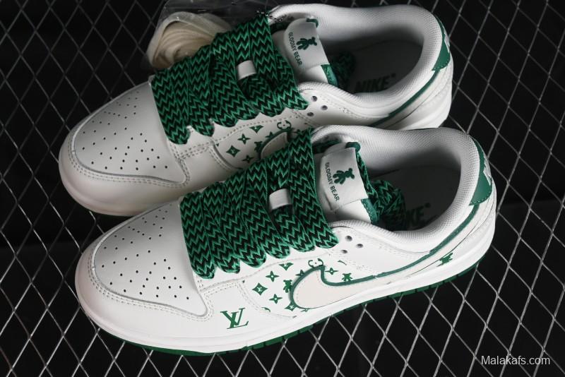 Nike SB Dunk Low LV Collaboration - Beige Green Violent Bear Anniversary High-End Custom Low-Top Casual Skate Shoes - SJ2068-241