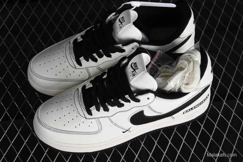 Balenciaga x Nike Air Force 1 '07 Low Triple Swoosh Beige Black Casual Shoes - FR0538-090