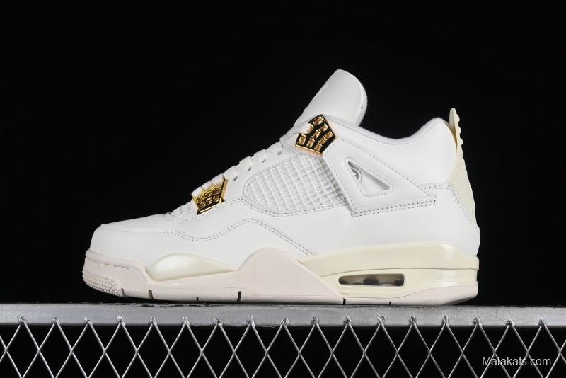 Nike Air Jordan 4 Retro Sneakers with Metallic Gold Design - AQ9129-170