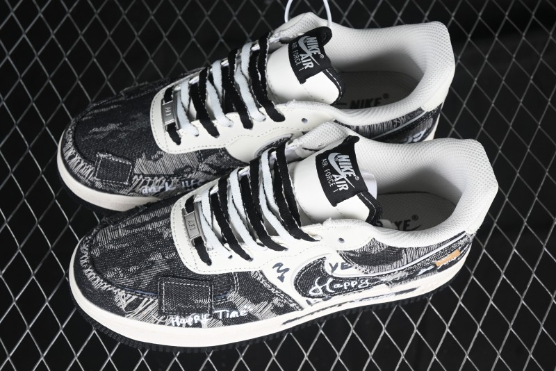 Nike Air Force 1 '07 Low "Black Jeans" Graffiti Casual Sneakers - FB0607-660