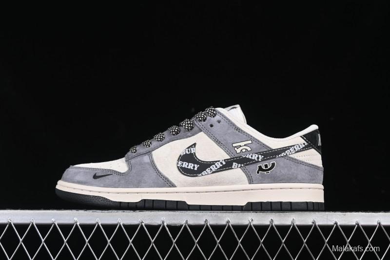 Nike SB Dunk Low Anniversary Edition Customized Sneakers with Grey Swoosh Logo - DJ2024-083