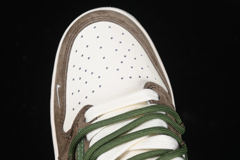 Nike Travis Scott x Fragment Design x Air Jordan 1 Low OG SP AJ1 Stussy Collaboration Suede Green Low Top Casual Sneakers - XS3186-202