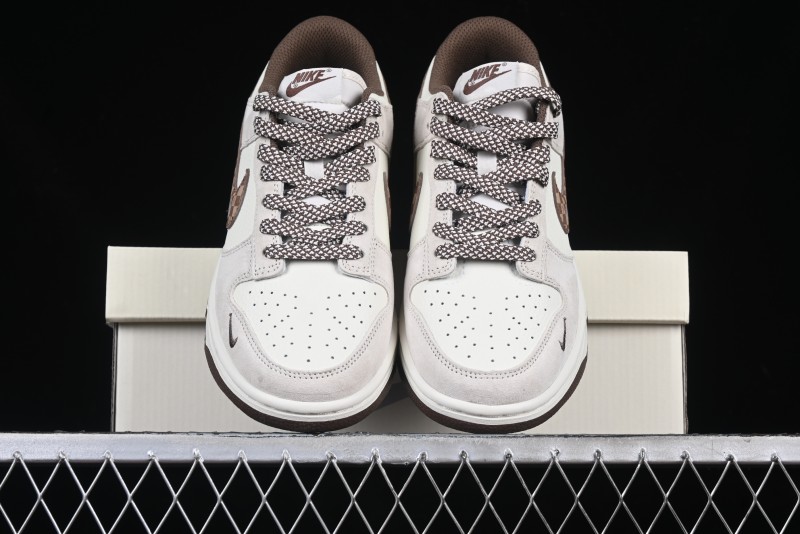 Nike SB Dunk Low Gucci Collaboration Monogram Beige Brown Swoosh Anniversary Custom Low-Top Casual Skate Shoes - DJ2024-059
