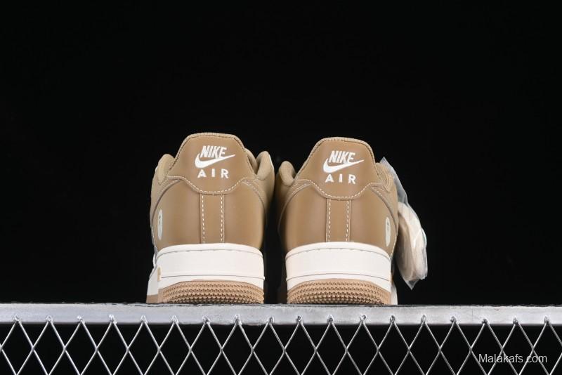 Nike Air Force 1 '07 Low Bape Collaboration Khaki Beige Grey Low-Top Casual Sneakers - BB6566-208
