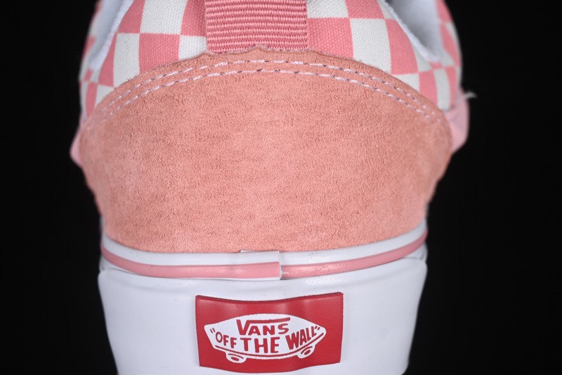 Vans Knu Skool Low Top Comfortable Slip Resistant Wear Resistant Casual Sneakers in Pink Checker - VN0009QCREV