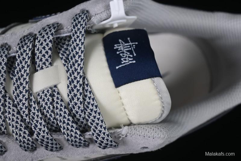 Nike Air Force 1 '07 Low Stussy Collaboration Grey Blue Swoosh Casual Sneakers - XZ3318-088