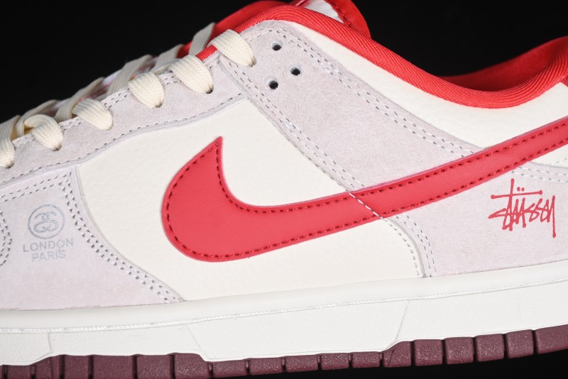 Nike SB Dunk Low Stussy Anniversary Edition Custom Sneakers with Red Swoosh - KK1333-021