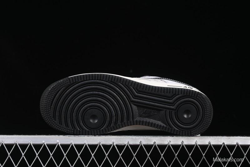 Nike Air Force 1 '07 Low Stussy Collaboration Silver Trim Black Swoosh Low-Top Casual Sneakers - XZ6188-912