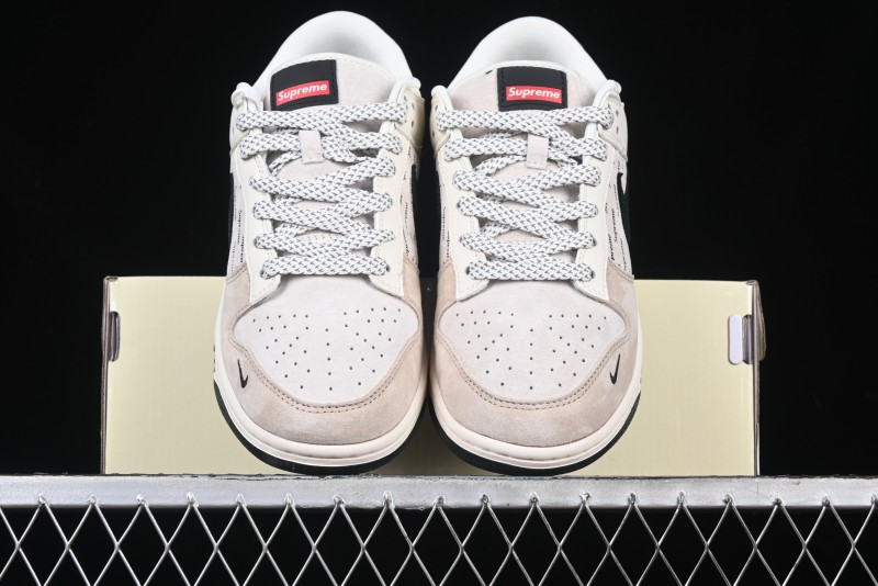 Nike SB Dunk Low Supreme Collaboration - Beige Brown Anniversary High-End Custom Low-Top Casual Skate Shoes - XS1086-003