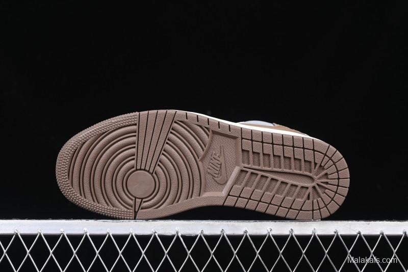 Nike Travis Scott x Fragment Design x Air Jordan 1 Low OG SP AJ1 Bape Collaboration Tea Brown Low-Top Casual Sneakers - BB6511-627