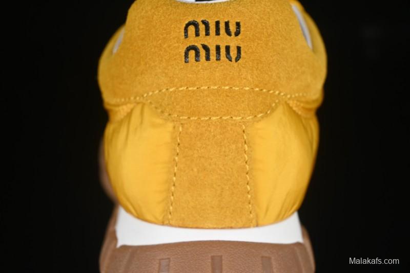 Miu Miu Suede Round Toe Lace-Up Women's Low-Top Casual Shoes - 99D4