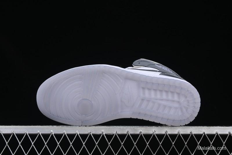 Nike Air Jordan 1 Mid AJ1 White Grey Mid Top Casual Sneakers - HF3193-100