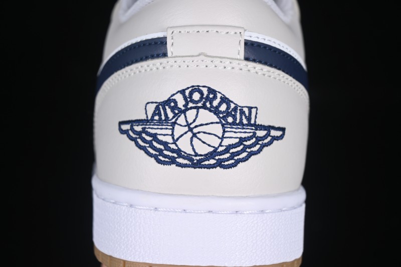 Nike Air Jordan 1 Low AJ1 Casual Sneakers with Cream and Blue Accents - 553558-146