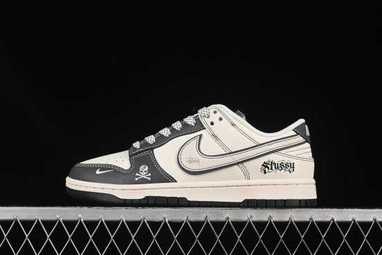 Nike SB Dunk Low Stussy Collaboration Skull Black Anniversary Custom Low-Top Casual Skate Shoes - ZH2598-270