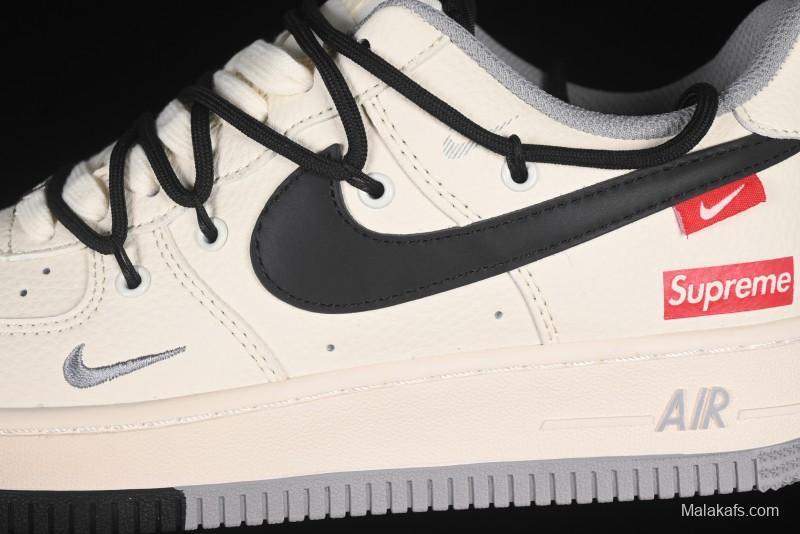 Nike Air Force 1 '07 Low Supreme Collaboration Dual-Tone Grey Black Drawstring Casual Sneakers - DM6868-069