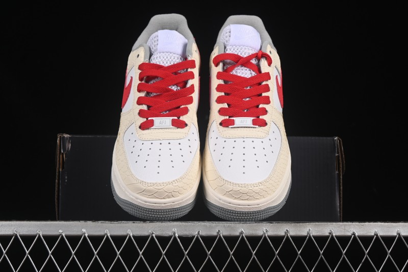 Nike Air Force 1'07 Low Snake Year Themed Casual Sneakers with Full-Length Air Cushion - DX2678-100