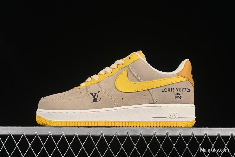 Nike Air Force 1'07 Low LV Collaboration Grey Yellow Casual Sneakers - HQ2037-322