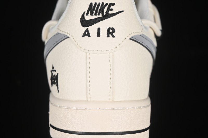 Nike Air Force 1 '07 Low Stussy Collaboration Black Diamond Lace-Up Casual Sneakers - DM6868-073