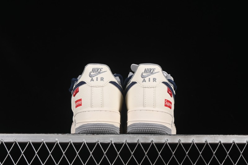Nike Air Force 1 '07 Low Supreme Collaboration Two-Tone Blue Grey Lace-Up Casual Sneakers - DM6868-068