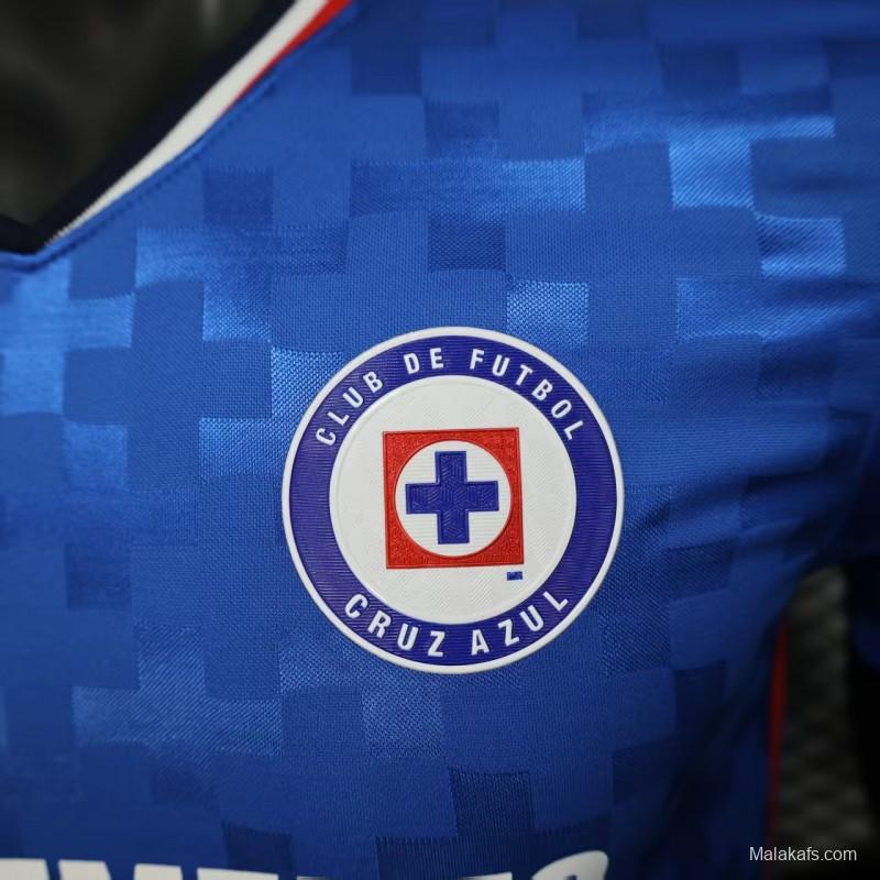 Player Version 25/26 Cruz Azul Home Blue with Digital Pixel Pattern Jersey