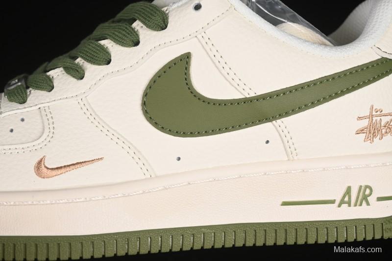 Nike Air Force 1 '07 Low Stussy Collaboration Green Swoosh Gold Embroidery Casual Sneakers - XX3168-151