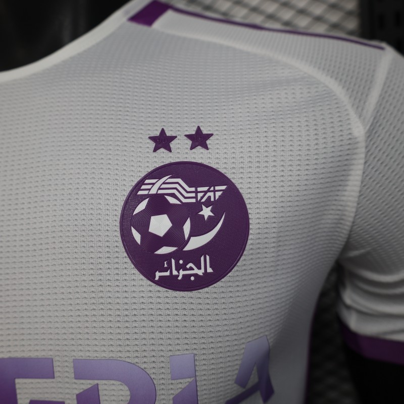 Player Version 2025 Algeria White with Purple Honeycomb Pattern Jersey