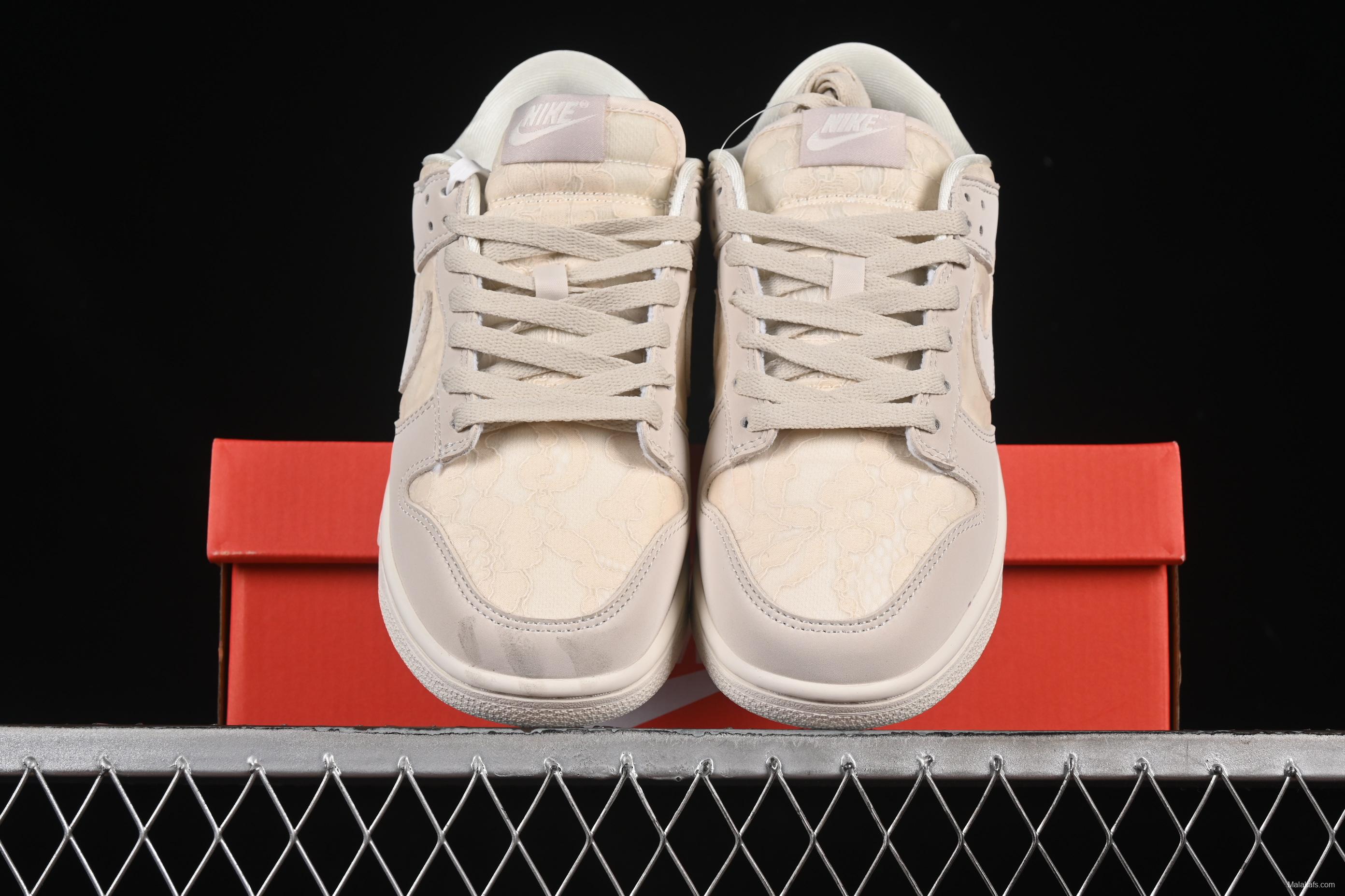 Nike SB Dunk Low Light Orewood Brown Lace Floral Skate Shoes - HJ5870-100