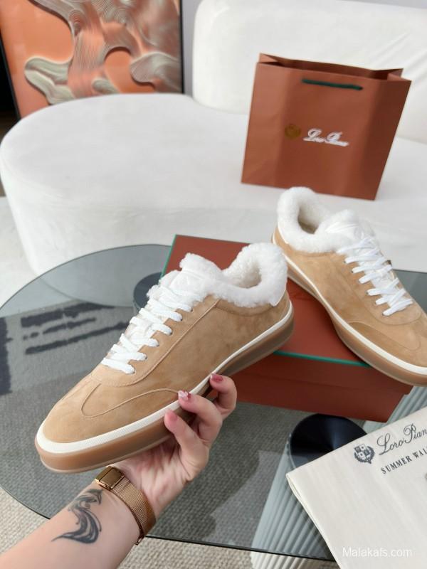 2024 Women LP Kummel Brown Suede Shearling Low-top Sneakers MJ00350