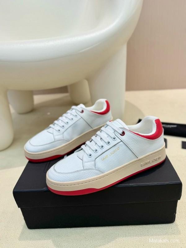 2024 Unisex Yves Saint Laurent White Red Leather Casual SL61 MJ00350