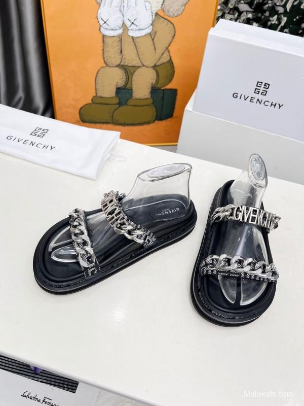 2025 Women Givenchy Black Transparent PVC Chain Sandals LY00250