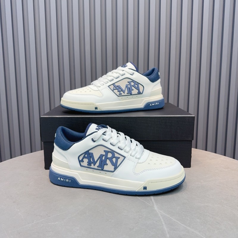 2025 Unisex Amiri White Blue Leather Sneakers MJ00360